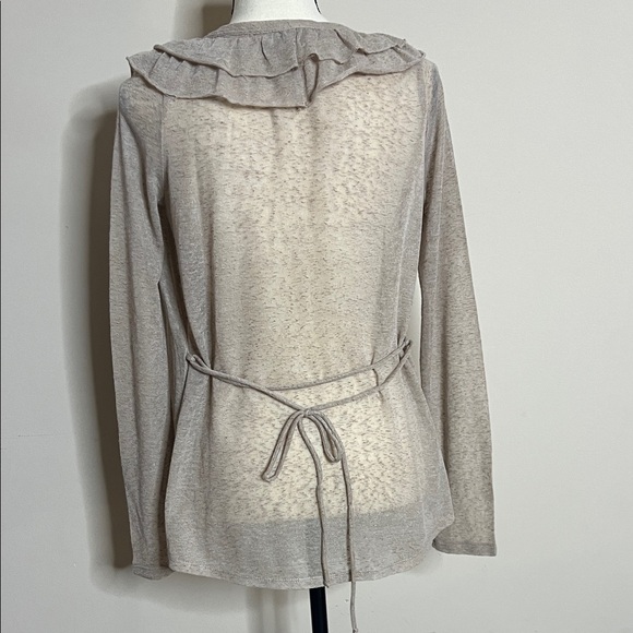 EUC Chic Beige Ruffle Blouse - Picture 9 of 11